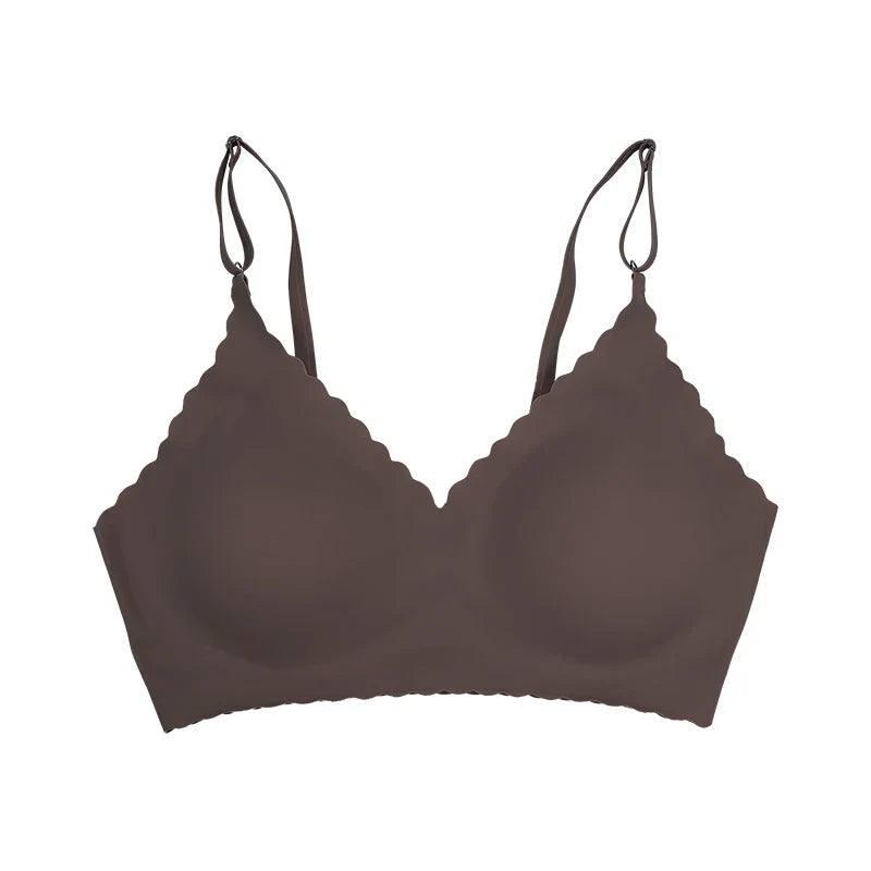 Hot Sale 9 Colors Comfy Bra WireFree Padded Wavy Edge Korea Laser Cutting Invisible Yoga Wear Ladies Bra Seamless Women Bra