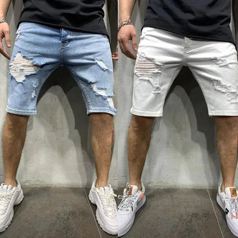 Slim Fit Men's Ripped Denim Shorts