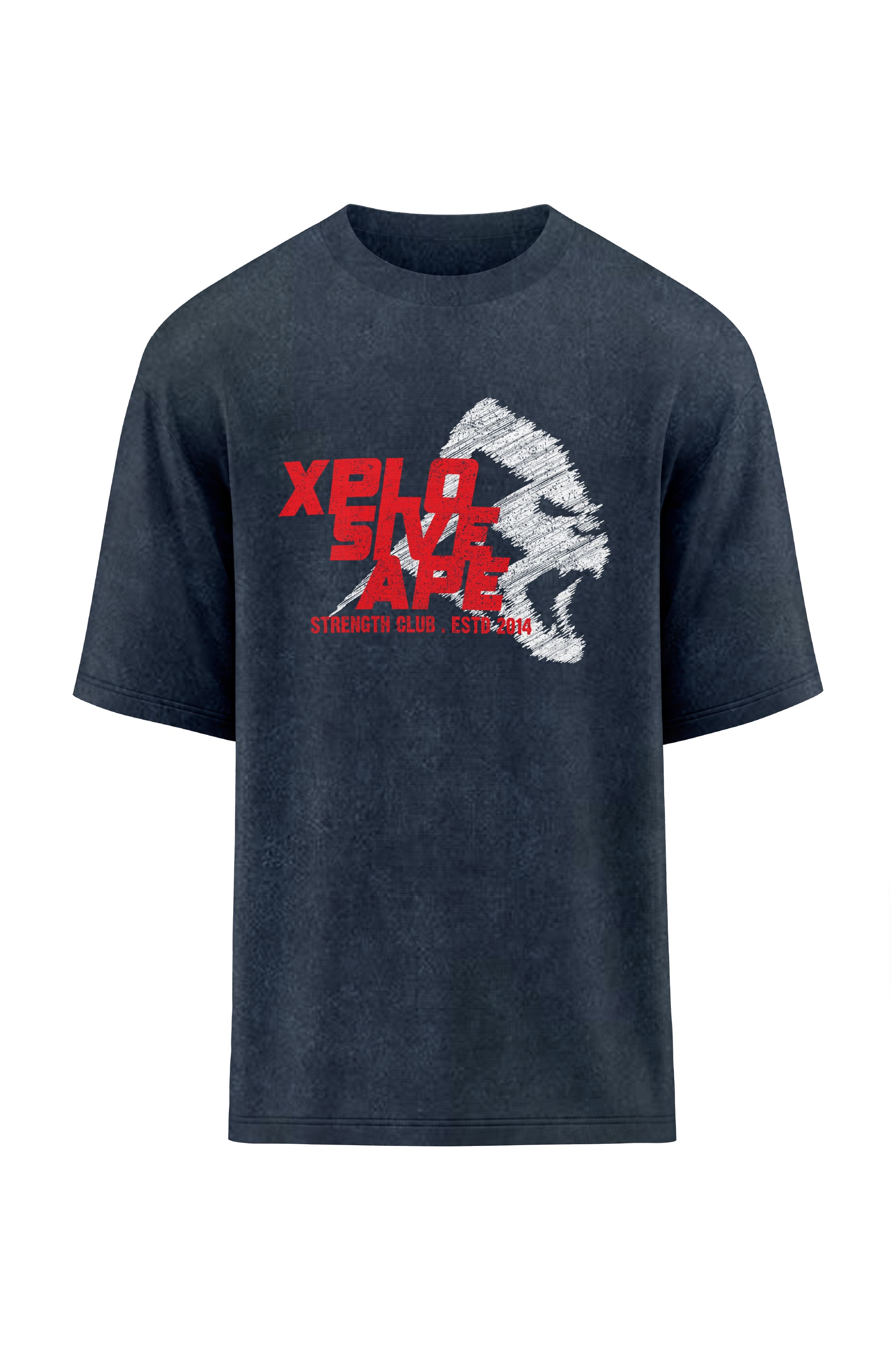 XAPE Strength Club Oversized Tee - Acid Wash Black