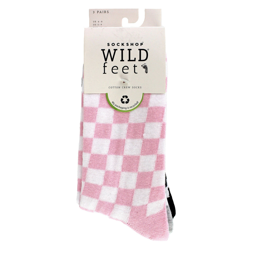 3 Pack Ladies Jacquard Novelty Cotton Socks