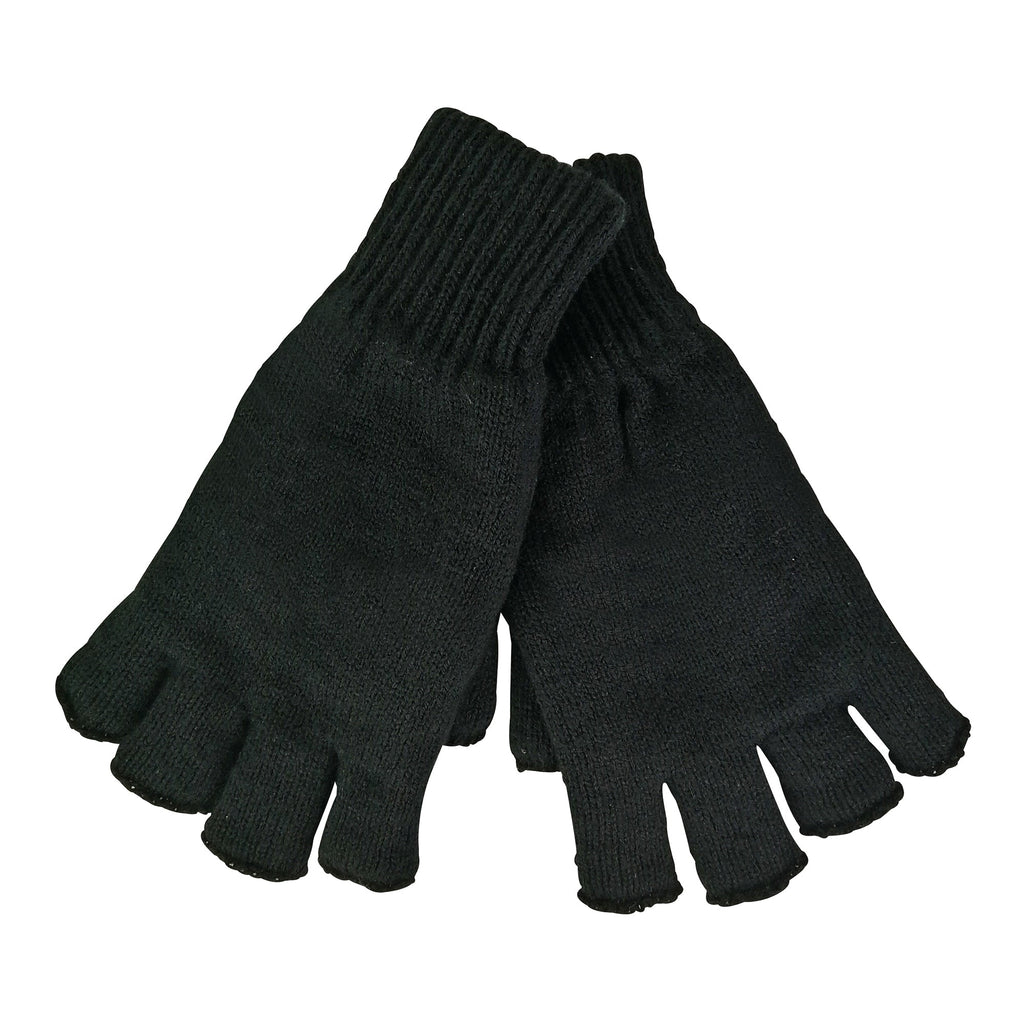 Mens 3M Thinsulate Thermal Insulated Black Fingerless Gloves