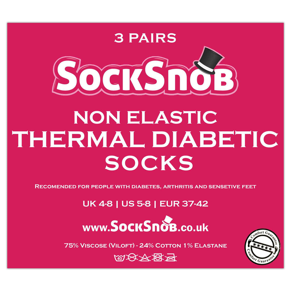 Ladies Thin Non Elastic Thermal Diabetic Socks (Multipack Options)