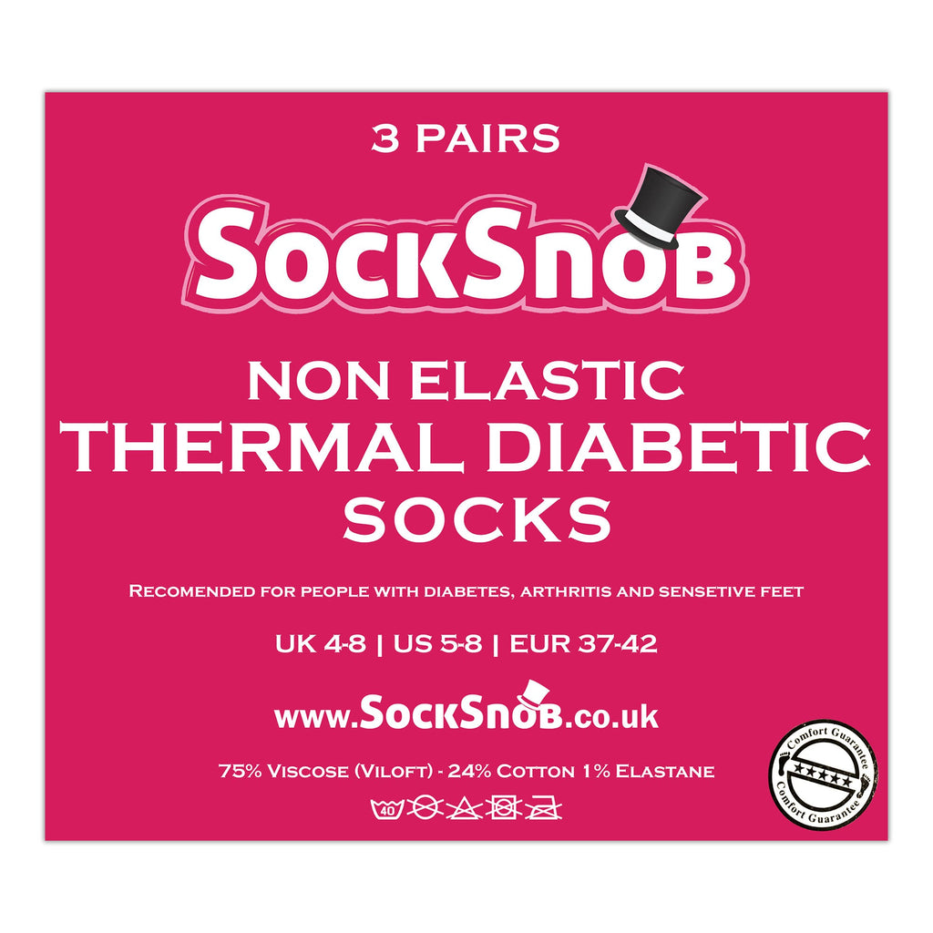 Ladies Thin Non Elastic Thermal Diabetic Socks (Multipack Options)