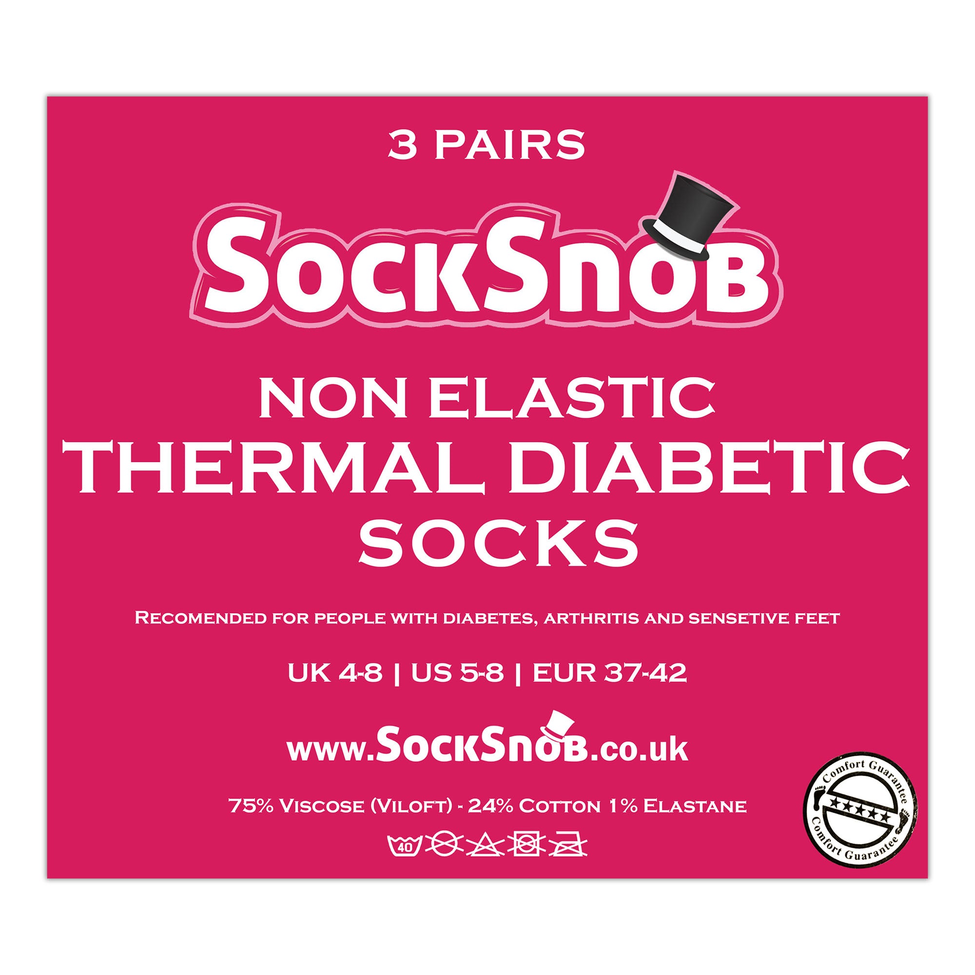 Ladies Thin Non Elastic Thermal Diabetic Socks (Multipack Options)