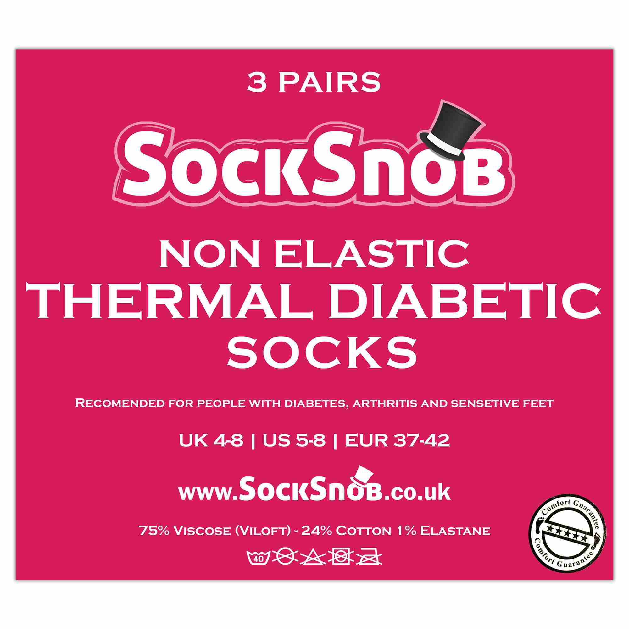 Ladies Thin Non Elastic Thermal Diabetic Socks (Multipack Options)