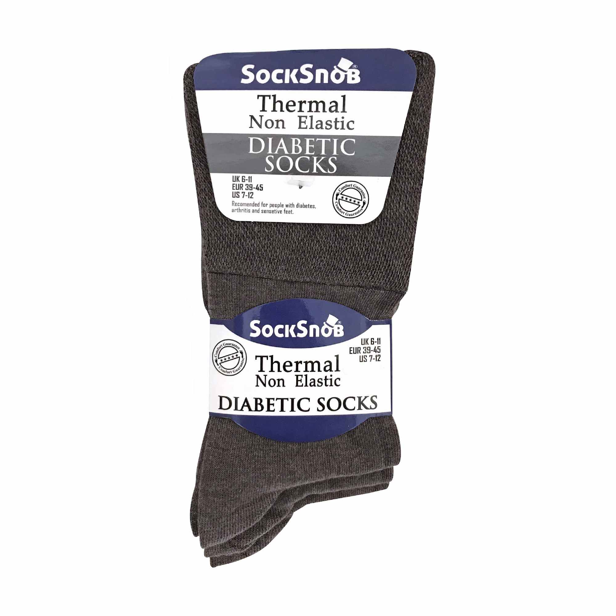 Mens Thin Non Elastic Thermal Diabetic Socks (Multipack Options)