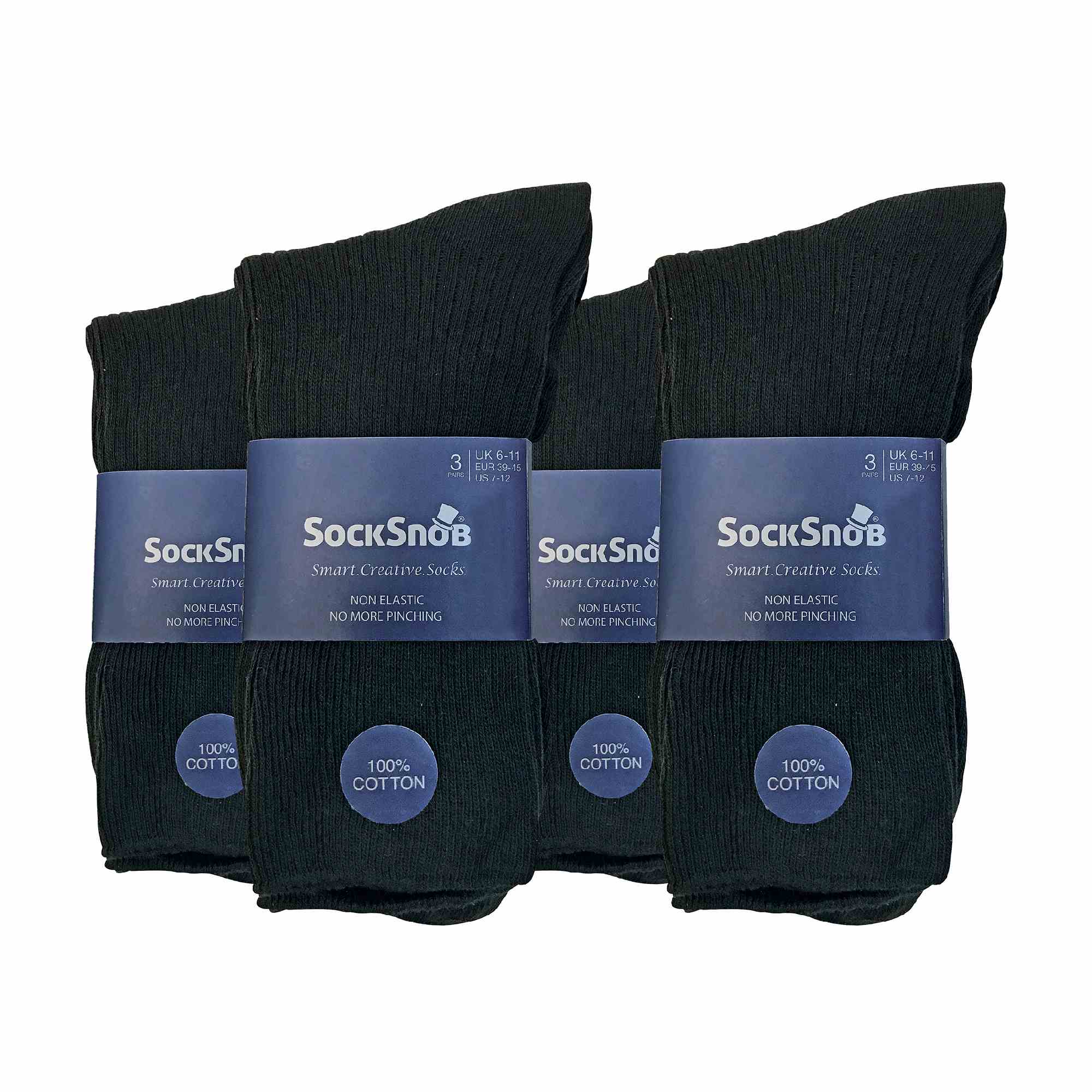 Mens Thin Soft 100% Cotton Non Elastic Dress Socks (Multipack Options)
