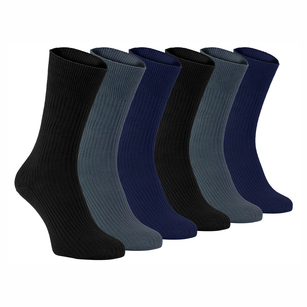 Mens Thin Soft 100% Cotton Non Elastic Dress Socks (Multipack Options)