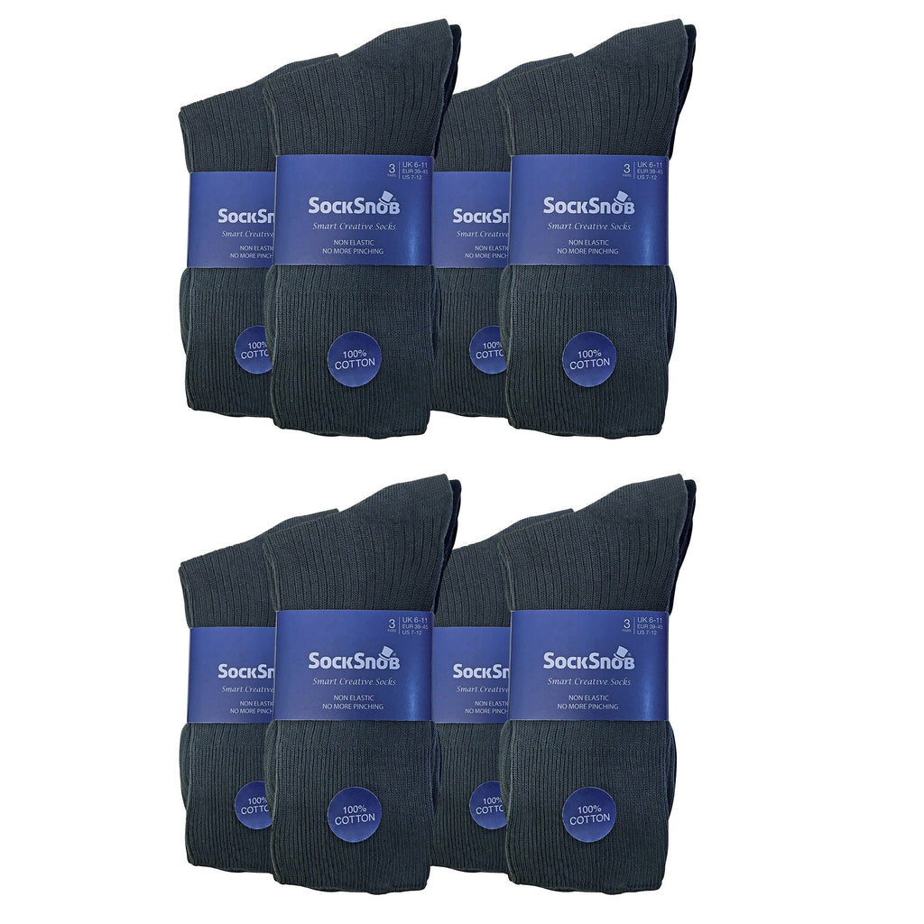 Mens Thin Soft 100% Cotton Non Elastic Dress Socks (Multipack Options)