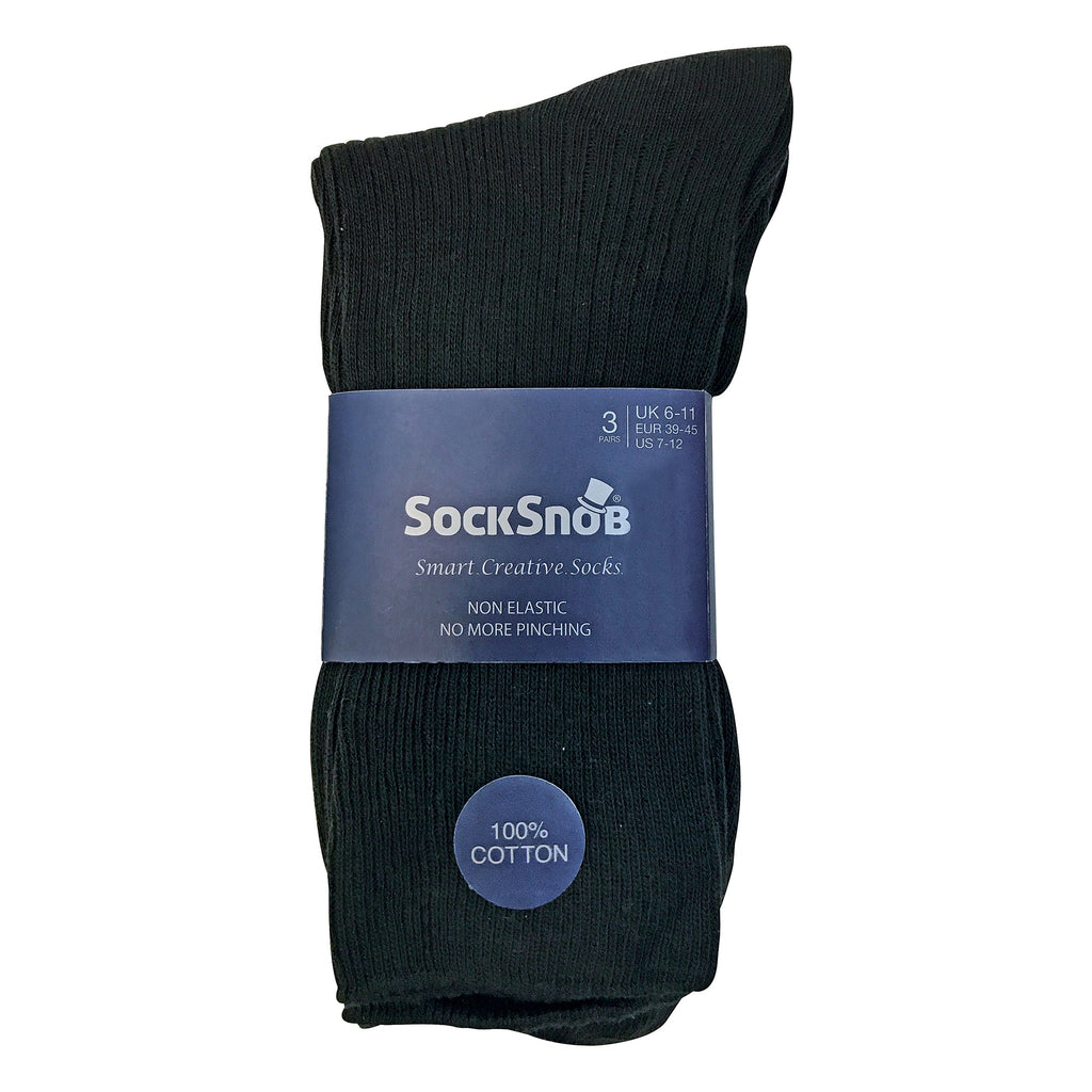 Mens Thin Soft 100% Cotton Non Elastic Dress Socks (Multipack Options)
