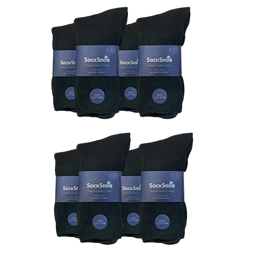 Mens Thin Soft 100% Cotton Non Elastic Dress Socks (Multipack Options)