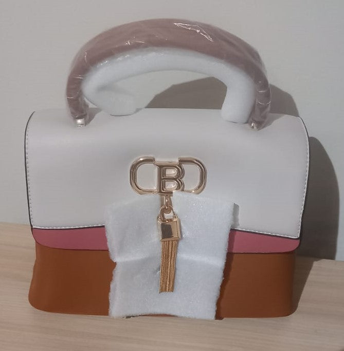 Tricouleurs handbag with flap decorated with letter B and golden fringe 20H 2998