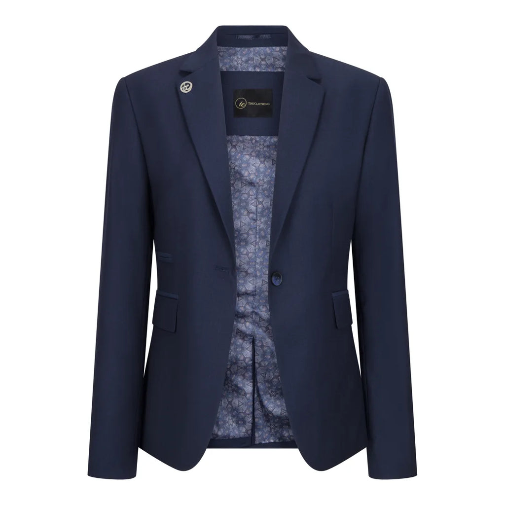 TPW-14 - Women's 3 Piece Plain Navy Blue Suit