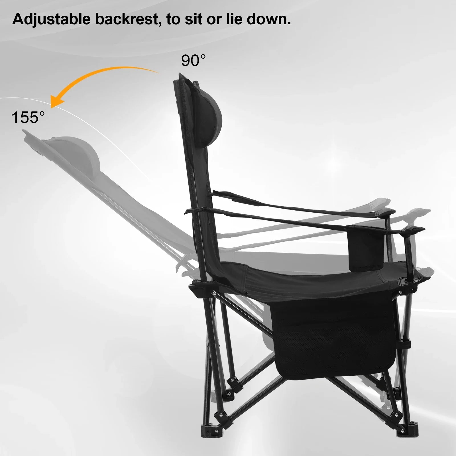 Folding Camping Chair  Lightweight Outdoor Chair Fishing Chair with Headrest Cup Holder Storage Carry Bag for Hiking Picnic Beac
