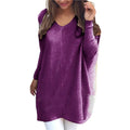Women’s V-Neck Long Sleeve Thin Sweater – Casual Knitwear