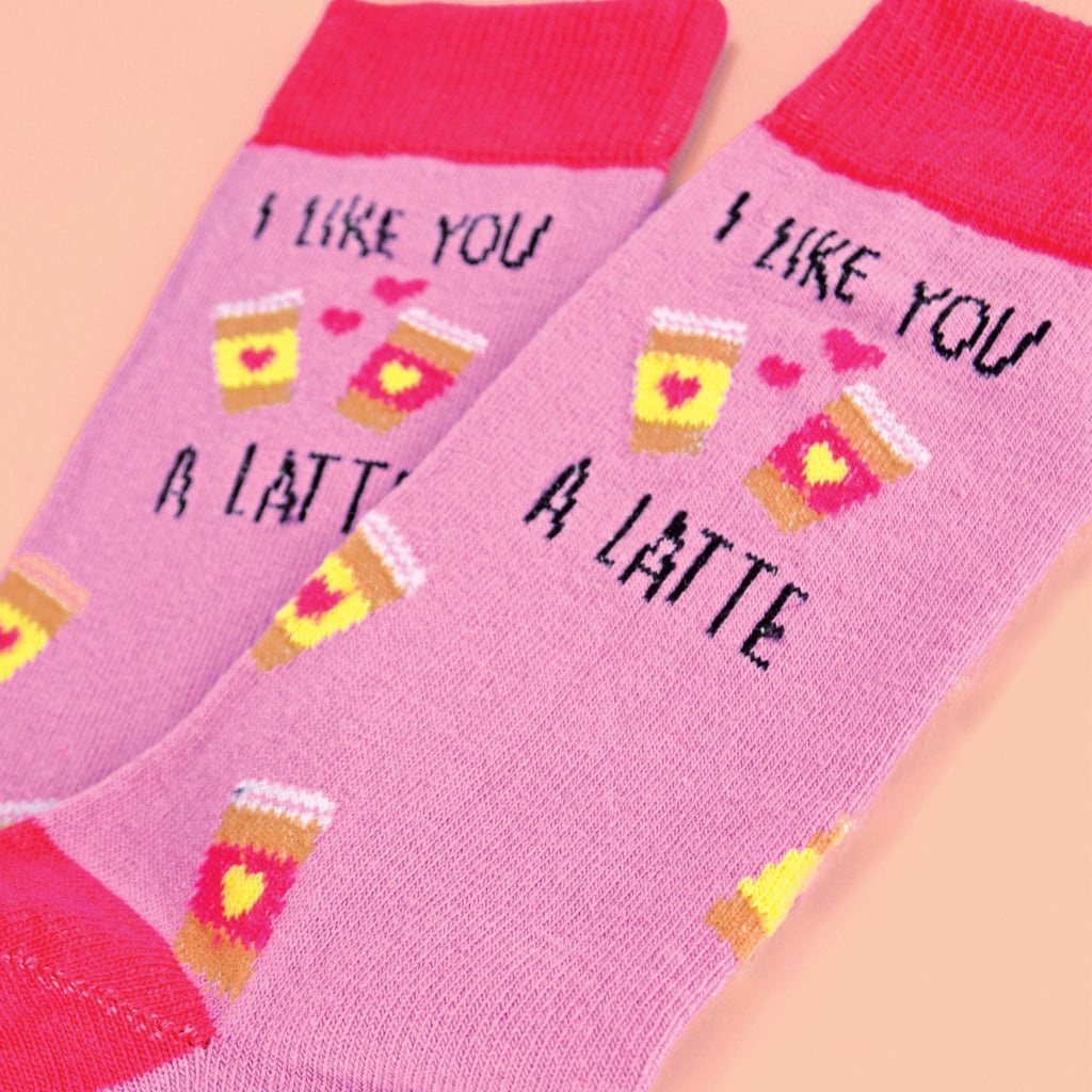 1 Pack Ladies Novelty Cotton I Like You a Latte' Socks
