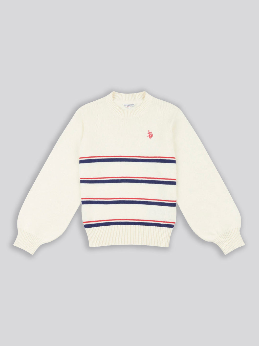 Girls Balloon Sleeve Jumper in Egret
