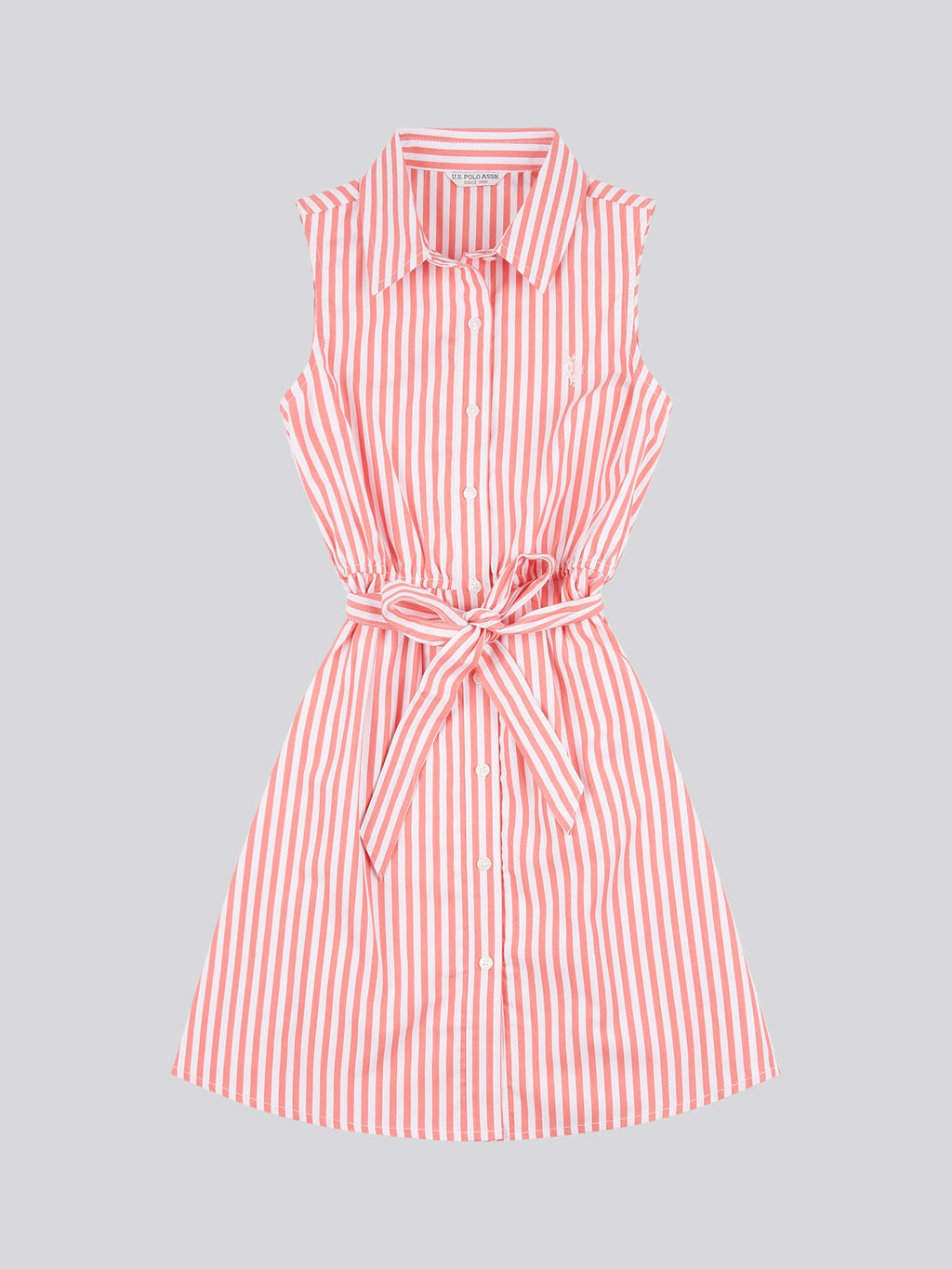 Girls Striped Sleeveless Shirt Dress Sugar Coral