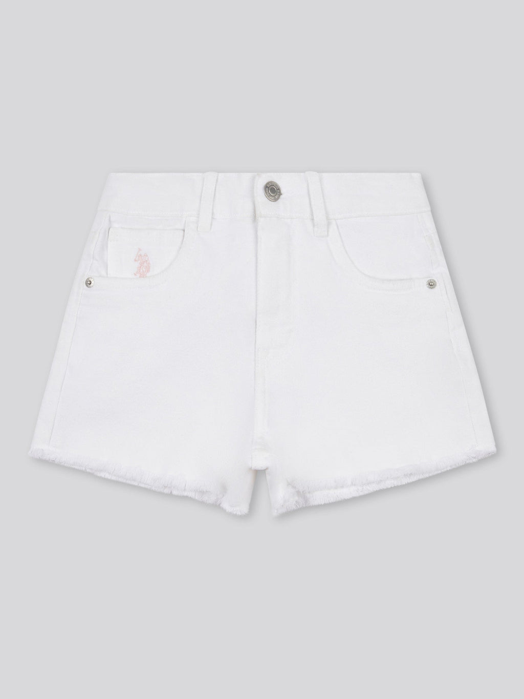 Girls Wash Denim Shorts in Bright White