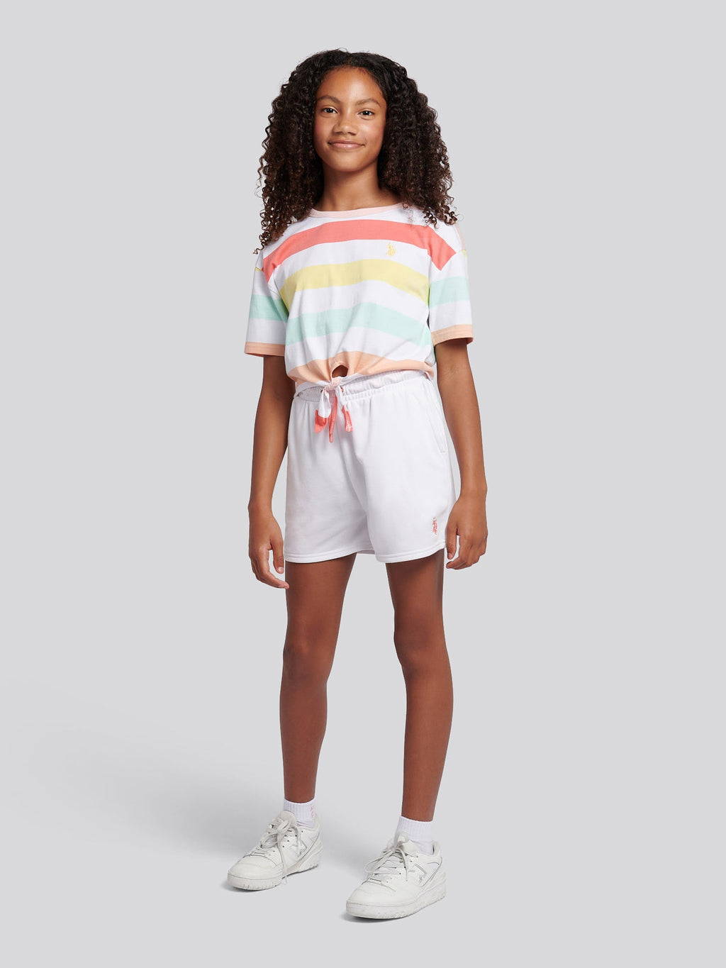 Girls Stripe T-Shirt & Short Set in Bright White