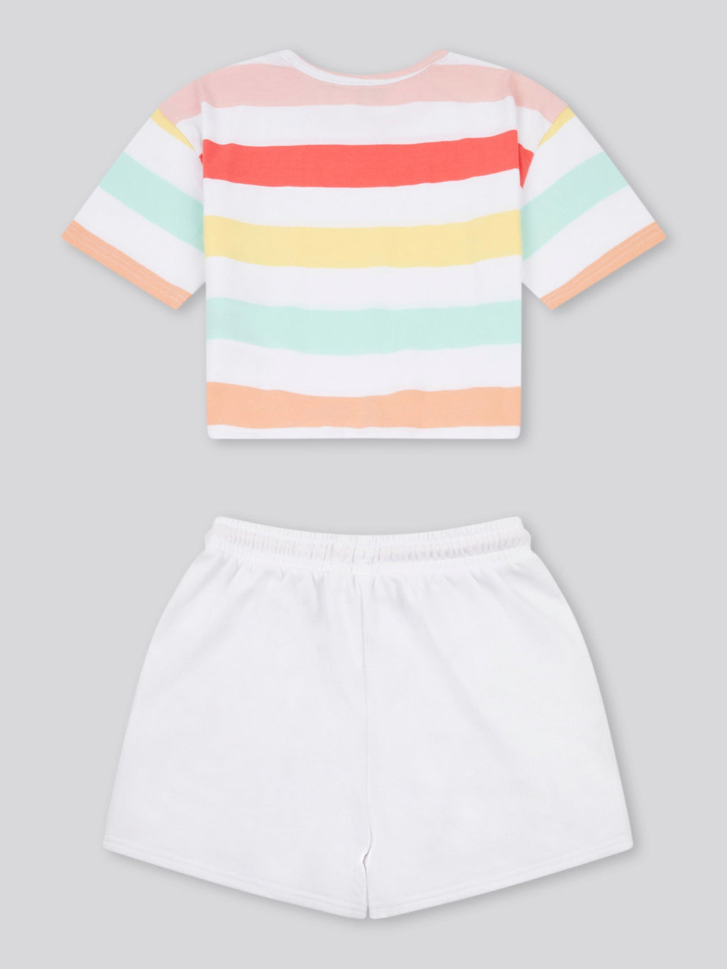 Girls Stripe T-Shirt & Short Set in Bright White
