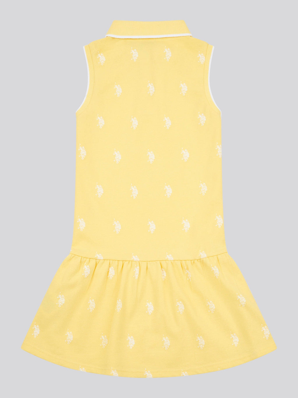 Girls Double Horsemen Print Polo Dress in Sunshine