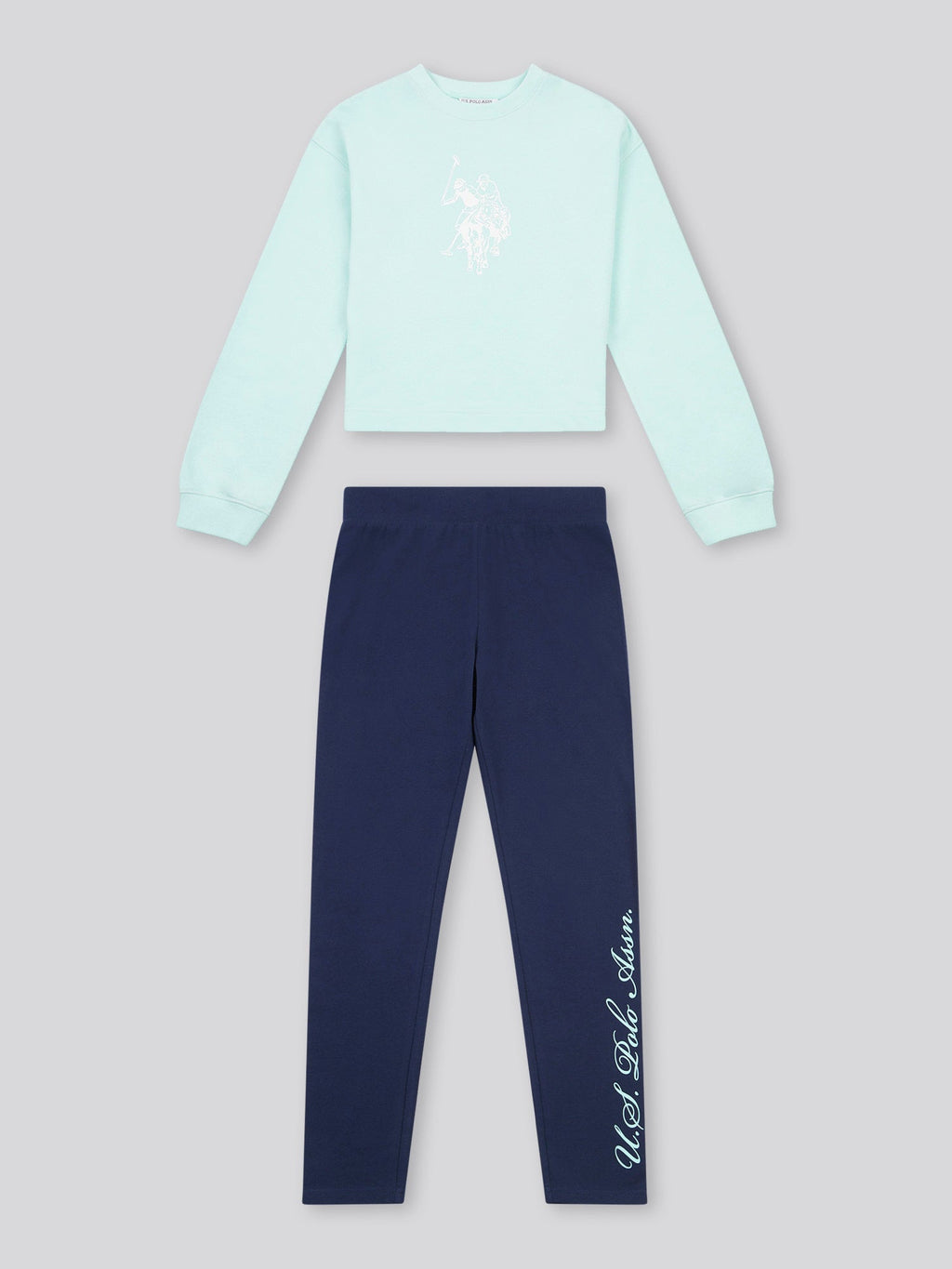 Girls Graphic Boxy Sweat & Legging Set Blue Light