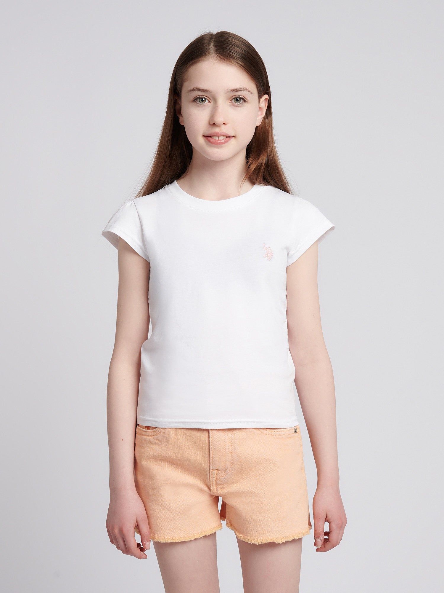 Girls Double Horsemen Mixed 2 Pack Cap Sleeve Tees in Navy Iris