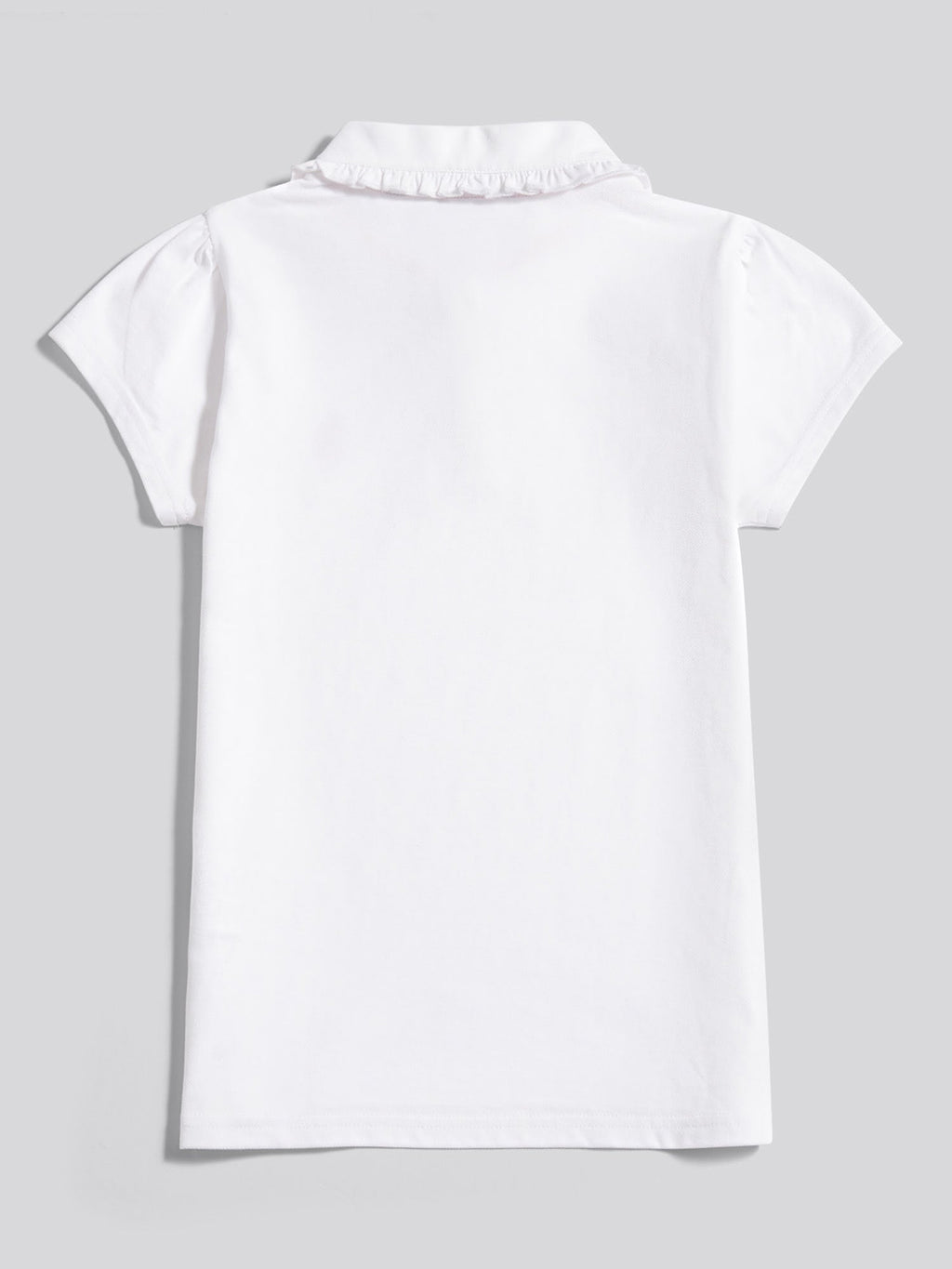 Girls Scallop Collar Polo Shirt in Bright White