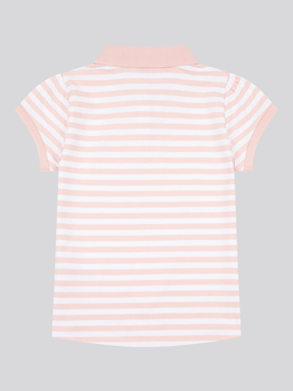Girls Cap Sleeve Stripe Polo Shirt in Crystal Rose