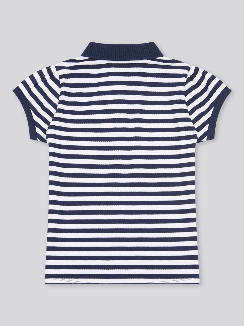 Girls Cap Sleeve Stripe Polo Shirt in Navy Iris
