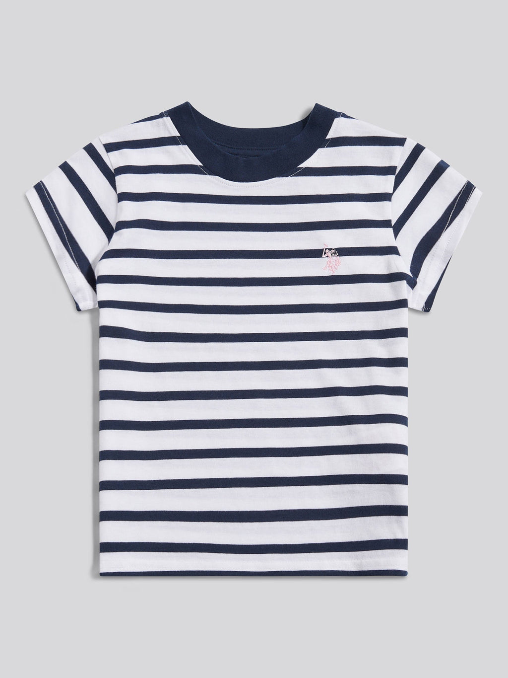 Girls Stripe Cap Sleeve T-Shirt in Navy Iris
