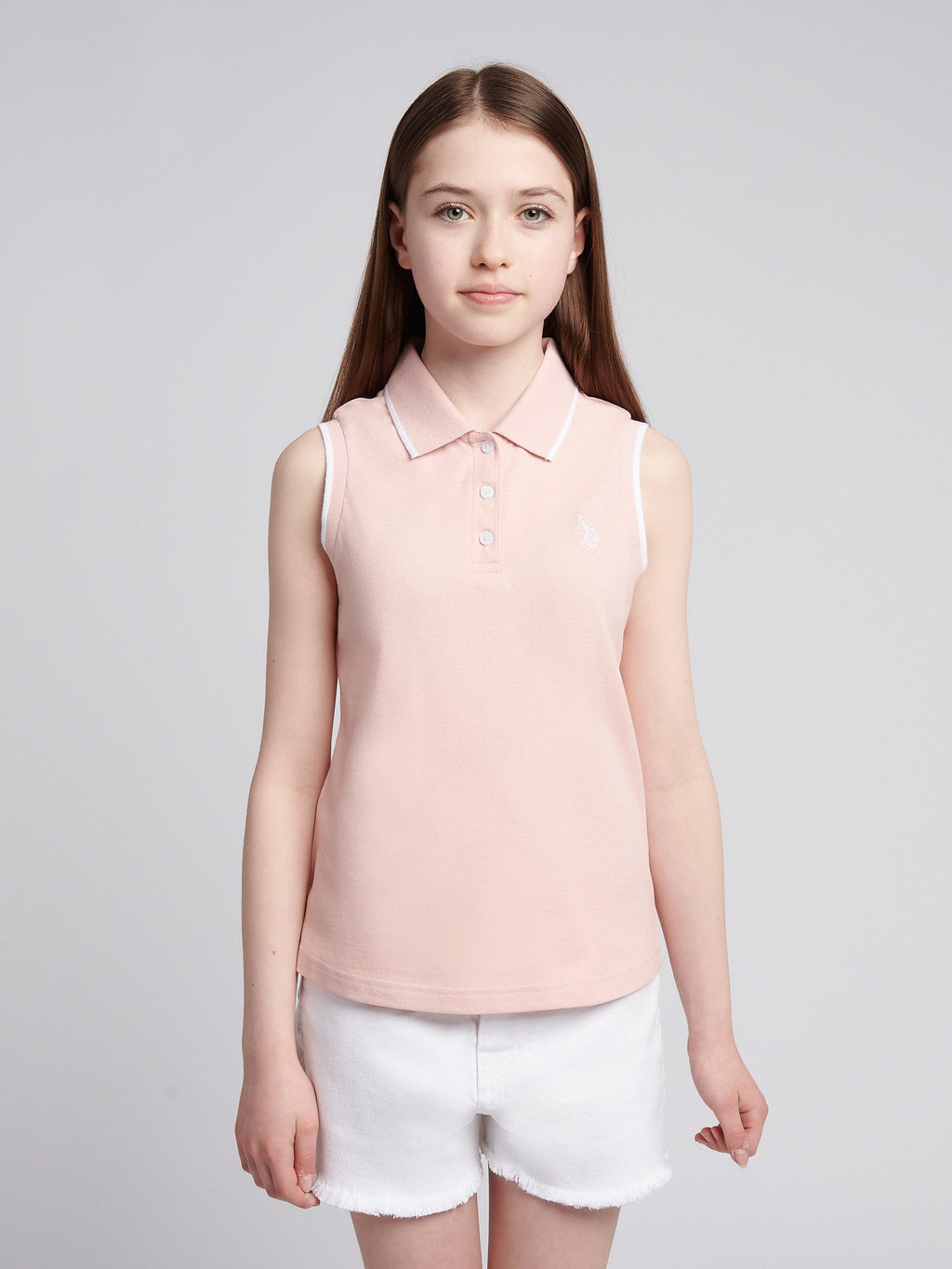 Girls Sleeveless Polo Shirt Crystal Rose