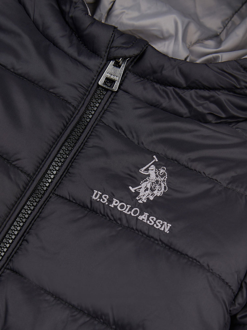 Boys Hooded Quilted Jacket with Peak in Black