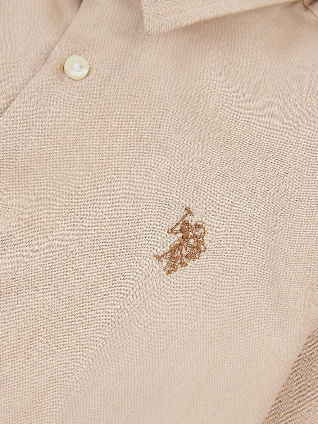Boys Linen Blend Shirt in Doeskin