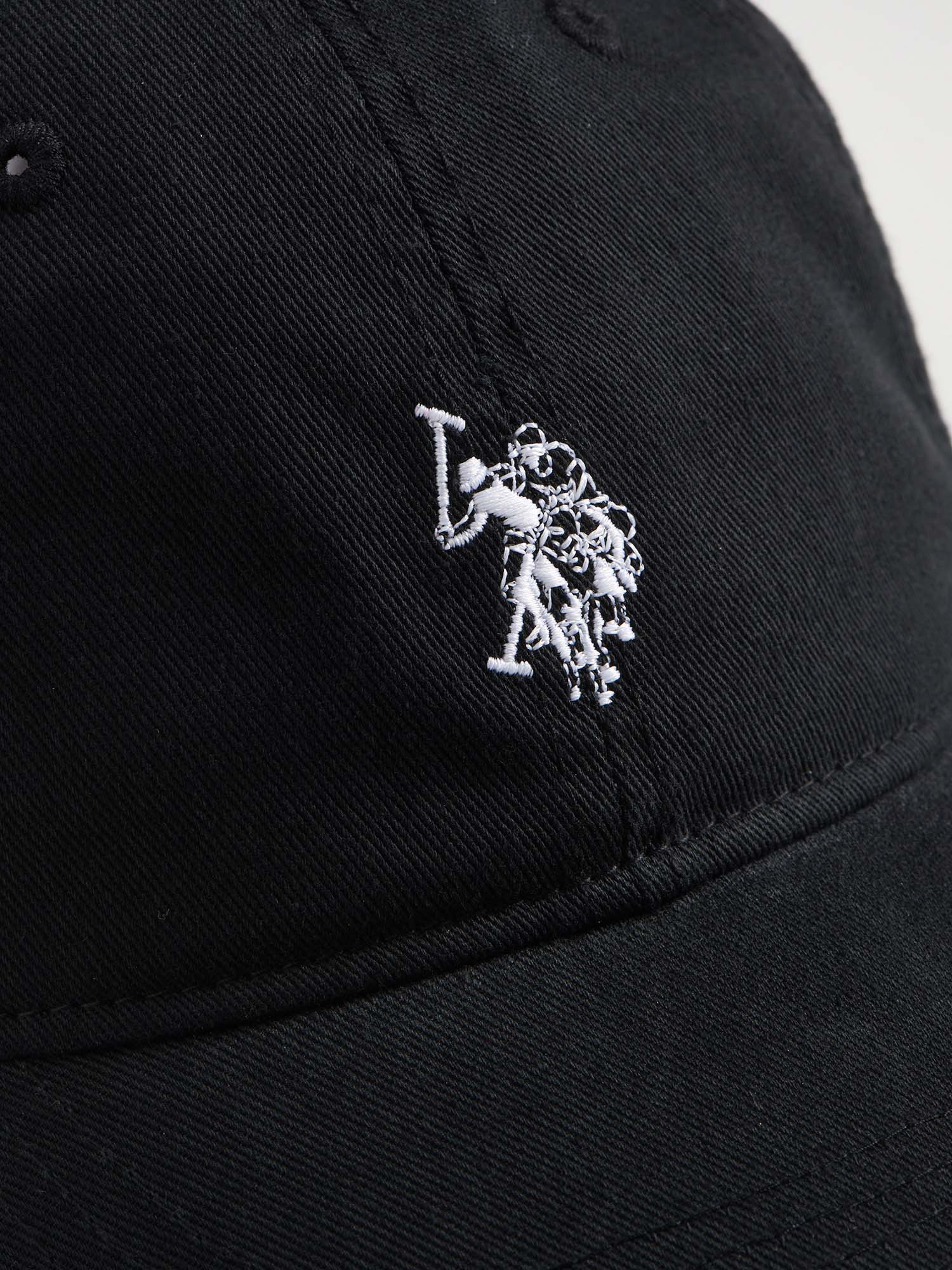 Boys Washed Canvas Cap in Black Bright White DHM