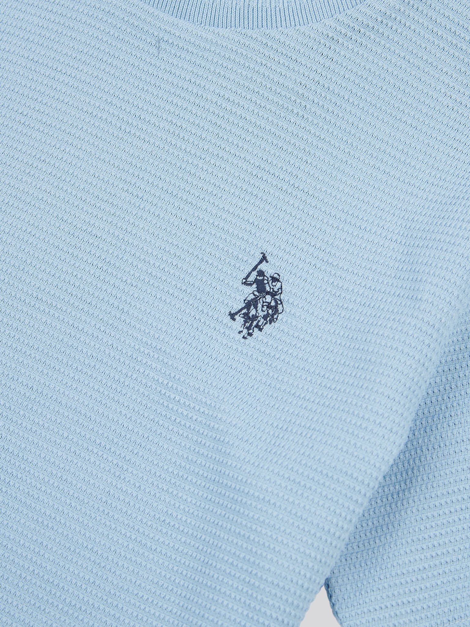 Boys Texture Double Horsemen T-Shirt in Chambray Blue