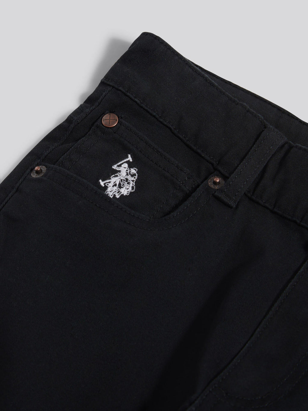 Boys Core 5 Pocket Trouser in Black Bright White DHM