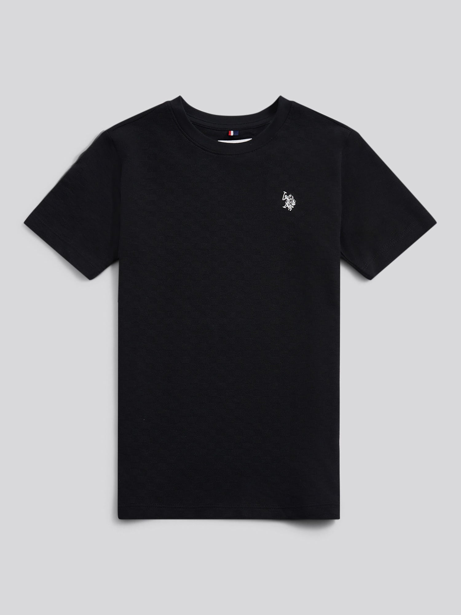 Boys Check Texture T-Shirt, in Black