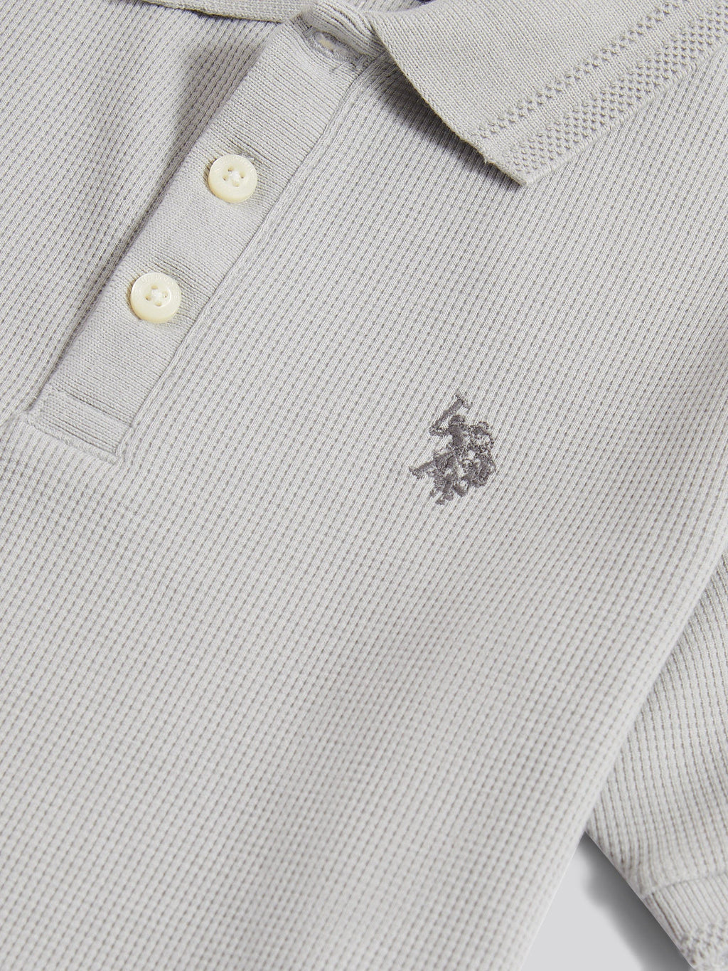 Boys Waffle Texture Polo Shirt in High Rise