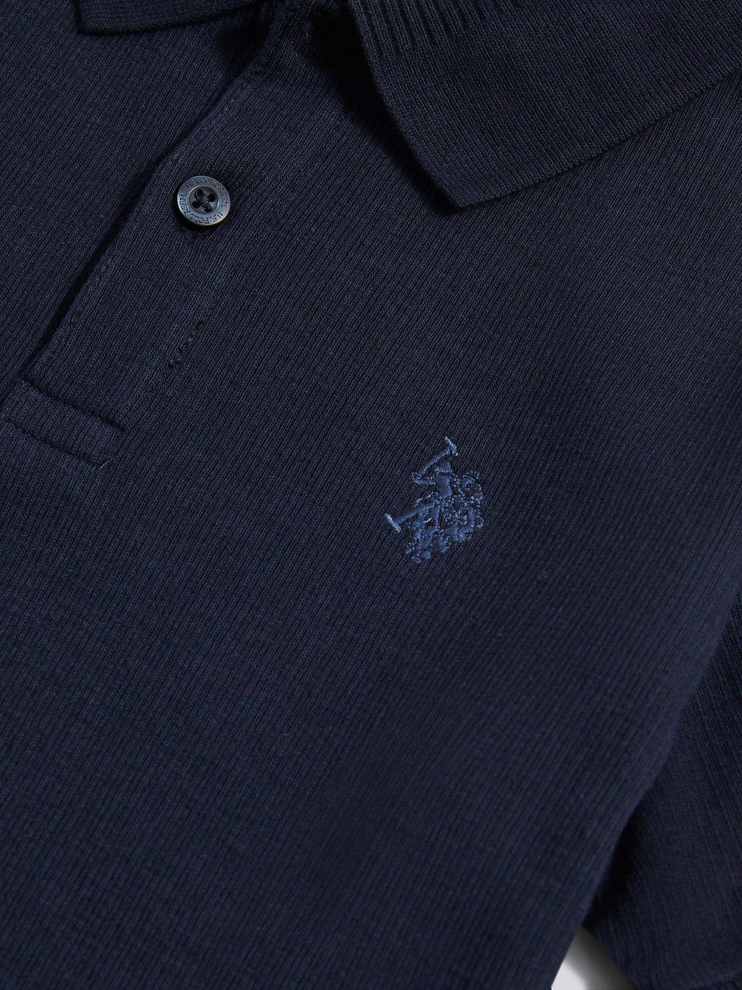 Boys Heritage Textured Polo Shirt in Dark Sapphire Navy / Moonlight Blue DHM