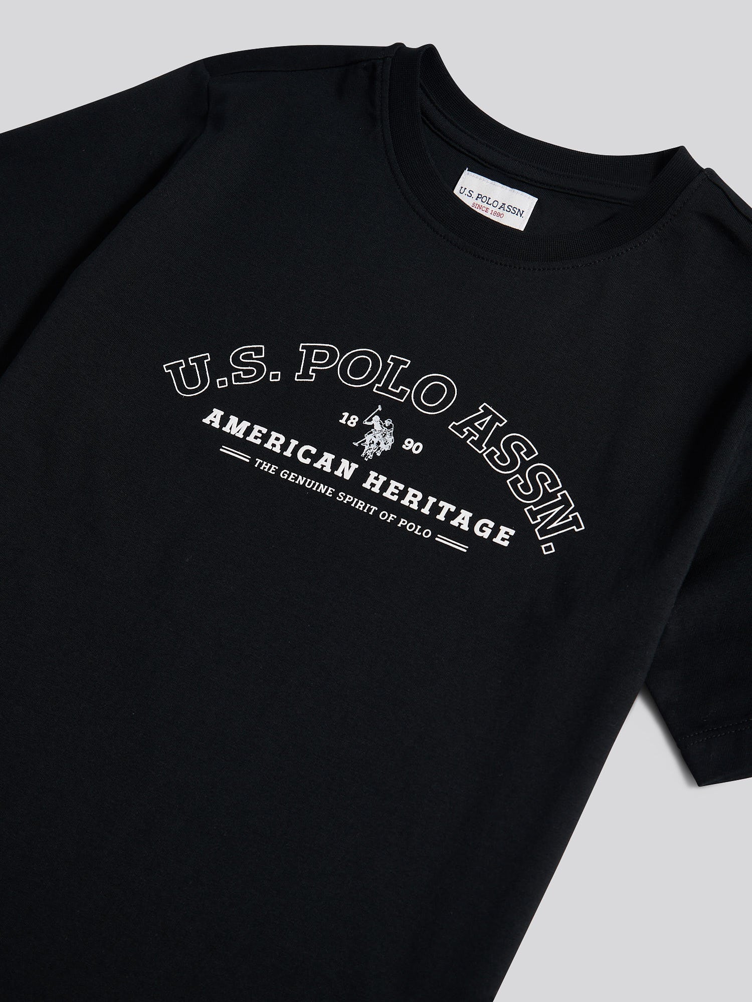 Boys Heritage Graphic Print T-Shirt in Black