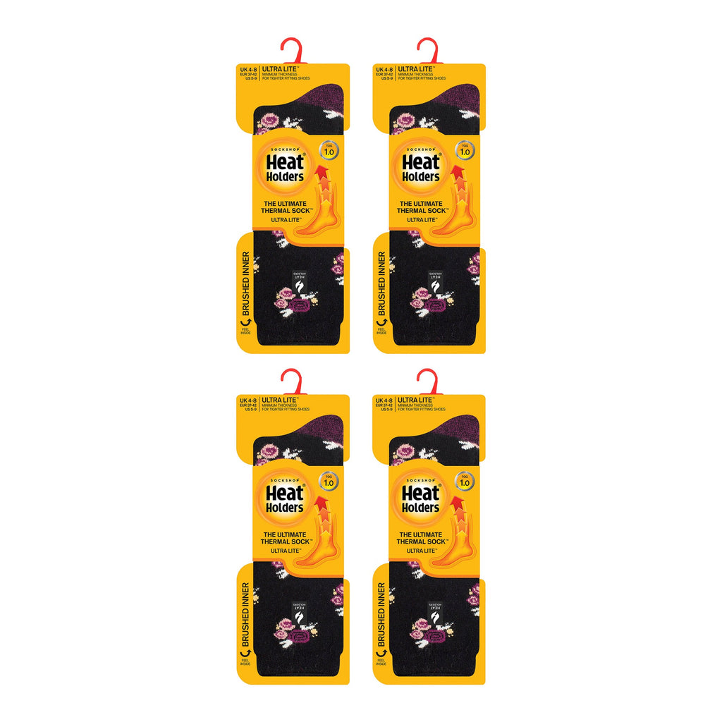Ladies Ultra Lite Extra Thin 1.0 TOG Casual Thermal Socks (Multipack Options)