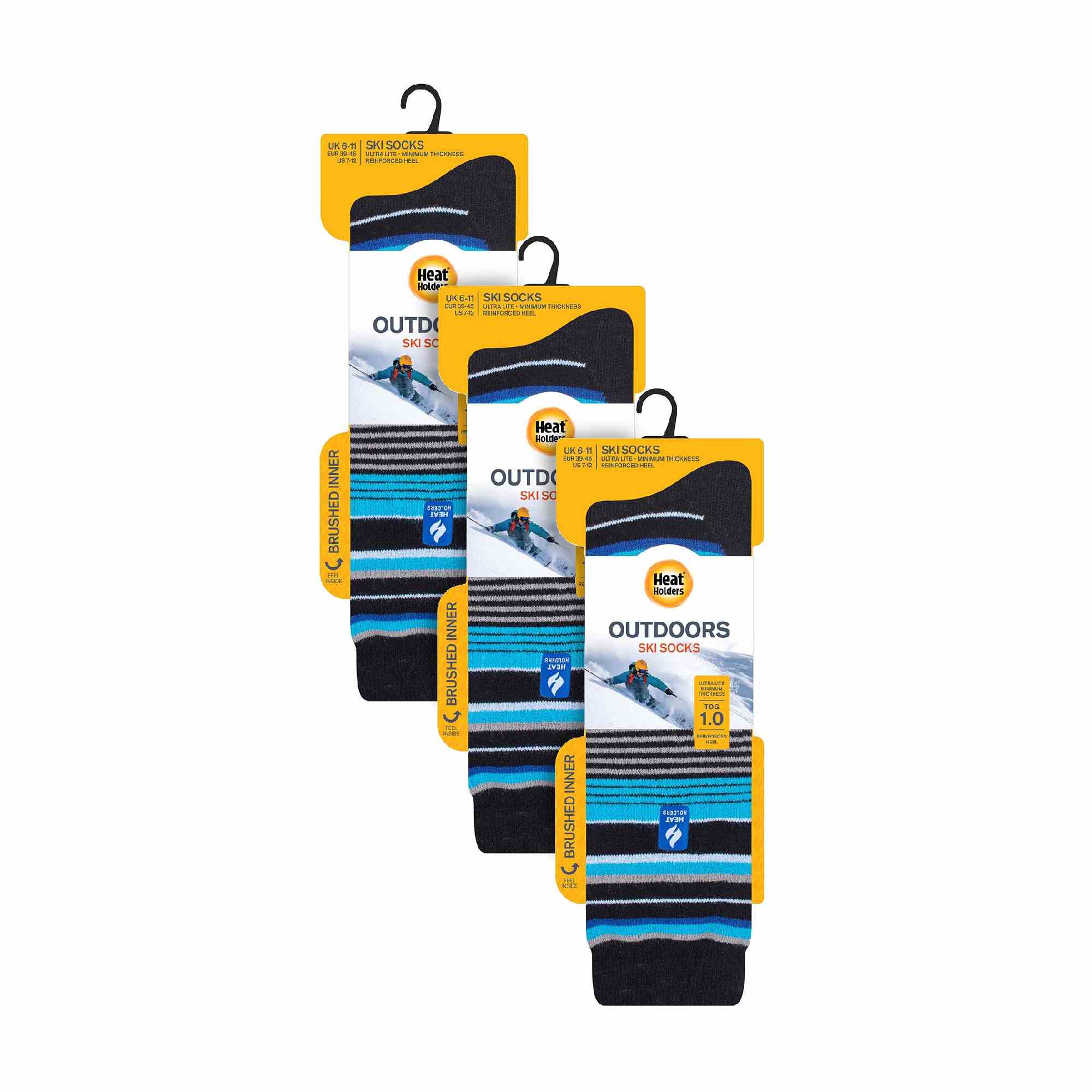 3 Pack Mens Patterned Lightweight Thin 2.3 TOG Thermal Knee High Ski Socks