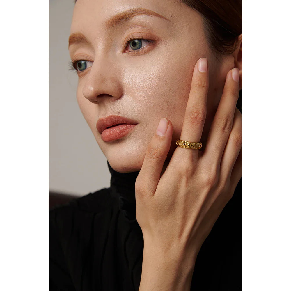 Yhpup Sun Star Moon Ring Stainless Steel Jewelry Stylish Metal Celestial Women Ring joyería acero inoxidable mujer Gift New