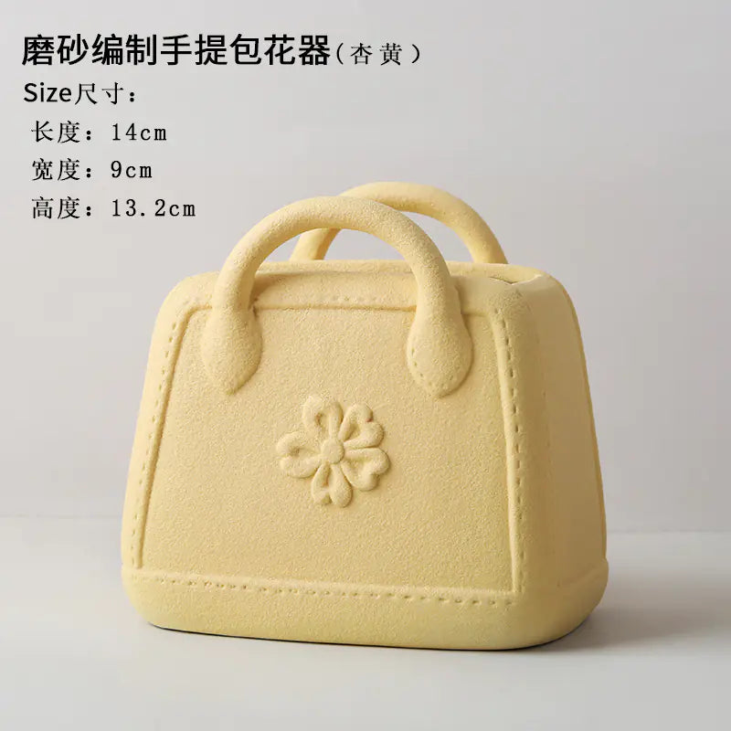 Ceramic Handbag Vase – Modern Morandi Style Tote Flower Pot
