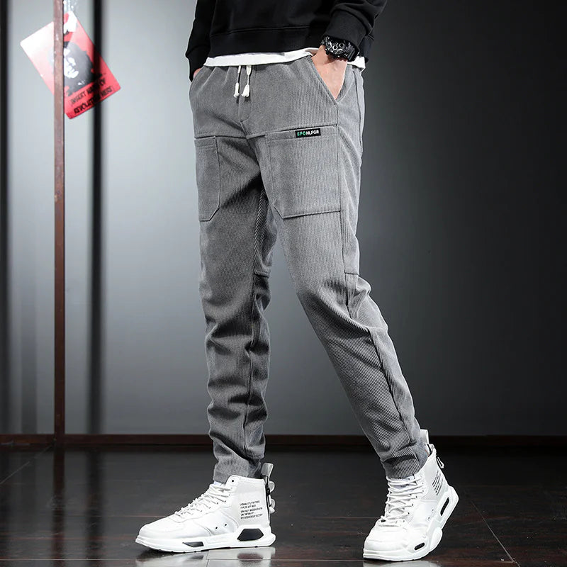 Men’s Corduroy Cargo Pants – Casual Retro Trousers