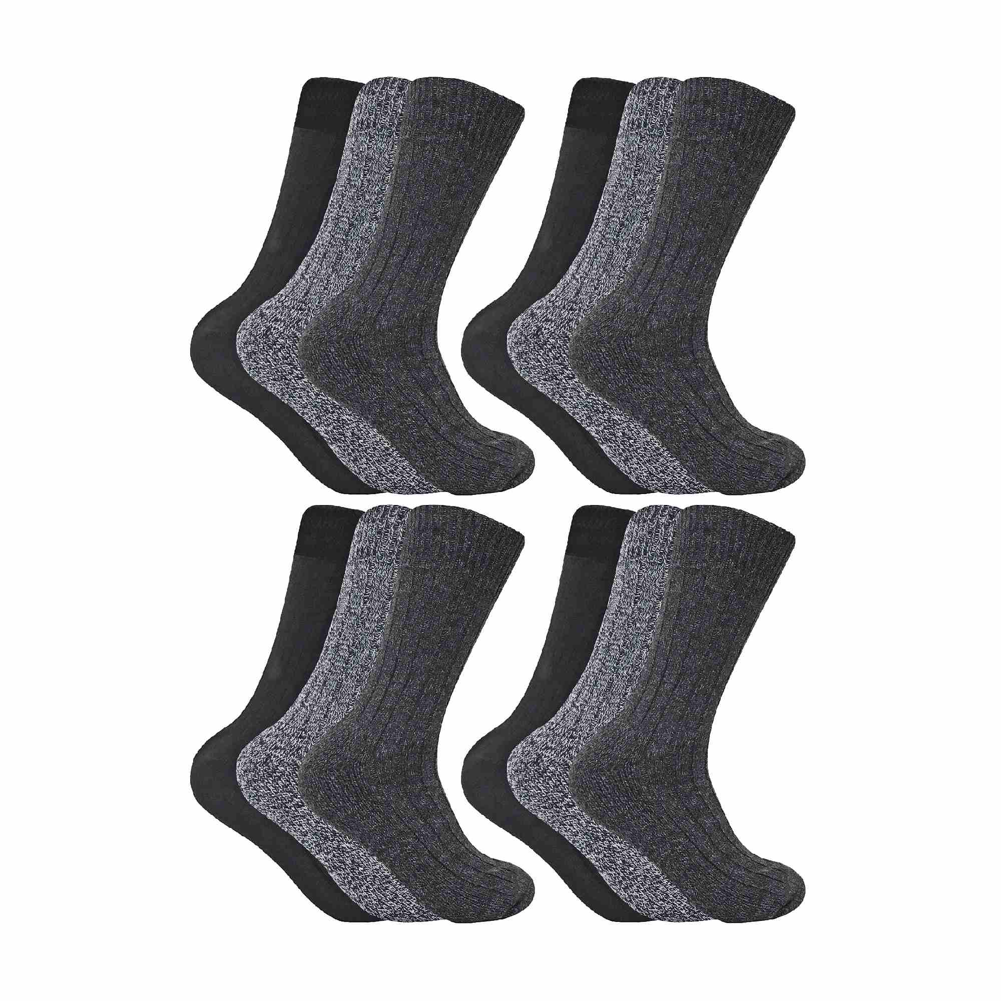 Mens Winter Warm Wool Blend Hiking Socks for Boots (Multipack Options)