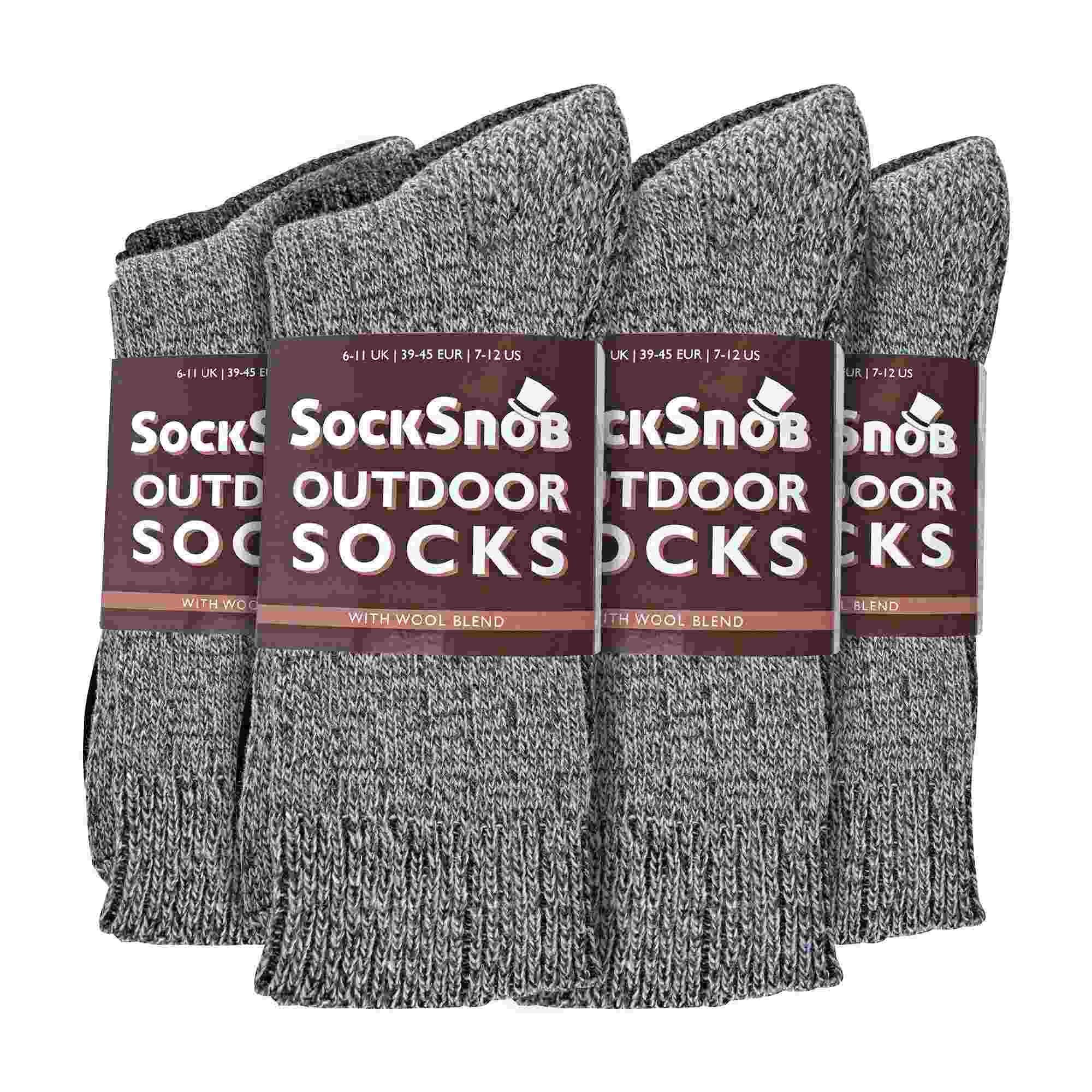Mens Winter Warm Wool Blend Hiking Socks for Boots (Multipack Options)