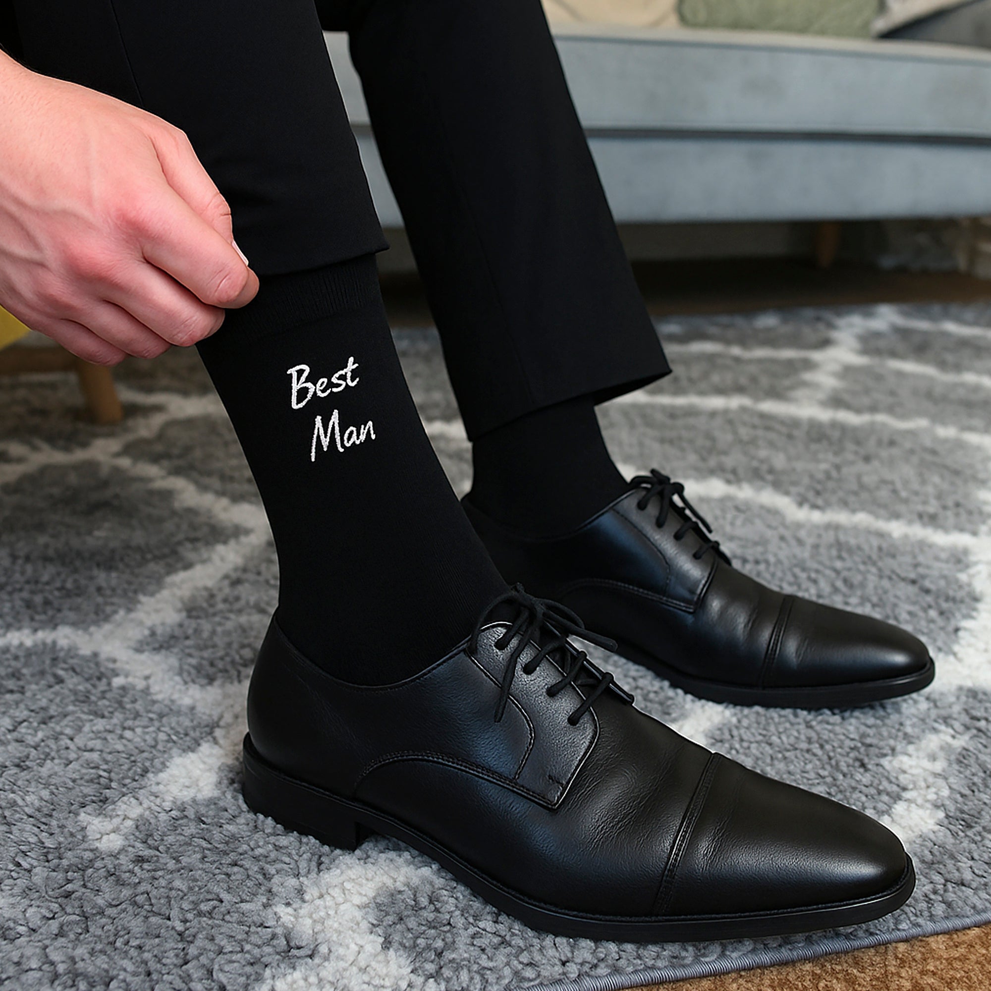 6 Pairs Mens Wedding Socks in Black and Navy with a Giftbox